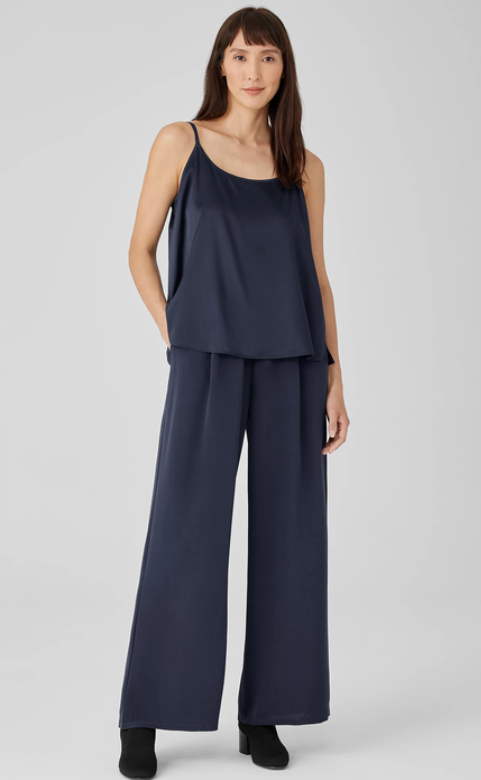 Hi Waist Wide F/L Silk Pant | French Twist Boutique